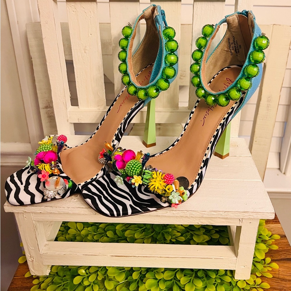 Betsey Johnson Black and White Zebra Heels